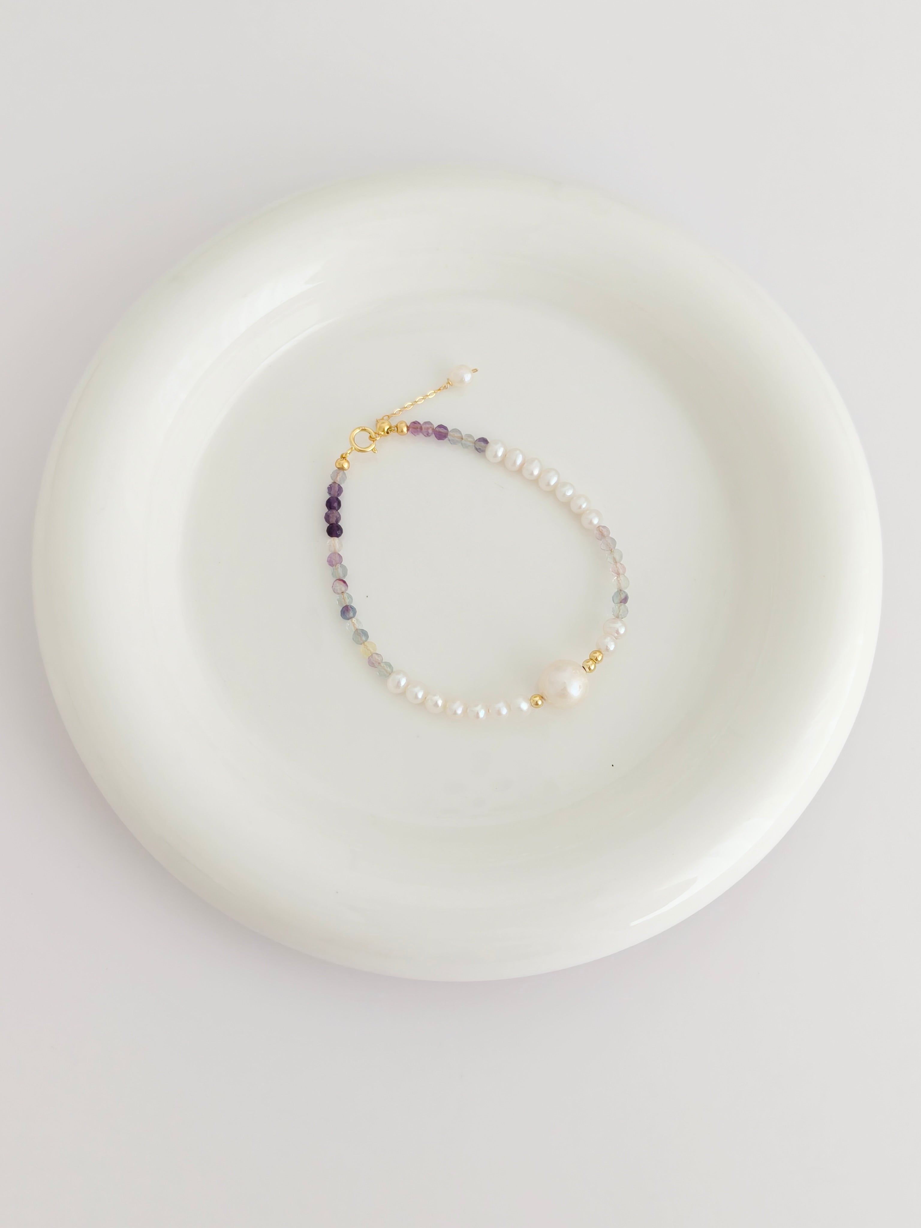 Spiritual Wellness — Fluorite & Pearl Bracelet