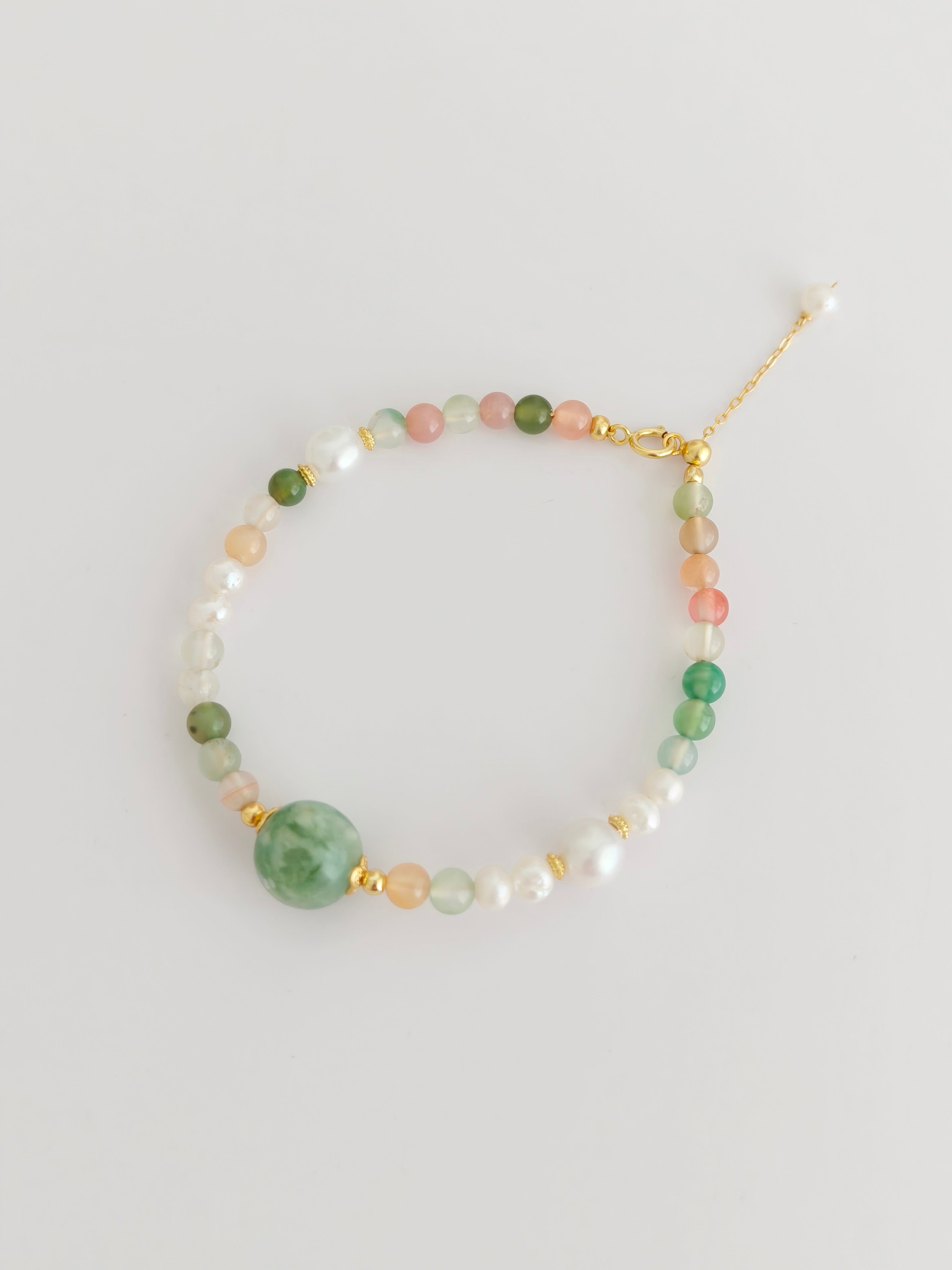 Spiritual Wellness — Pearl & Green Garnet Bracelet