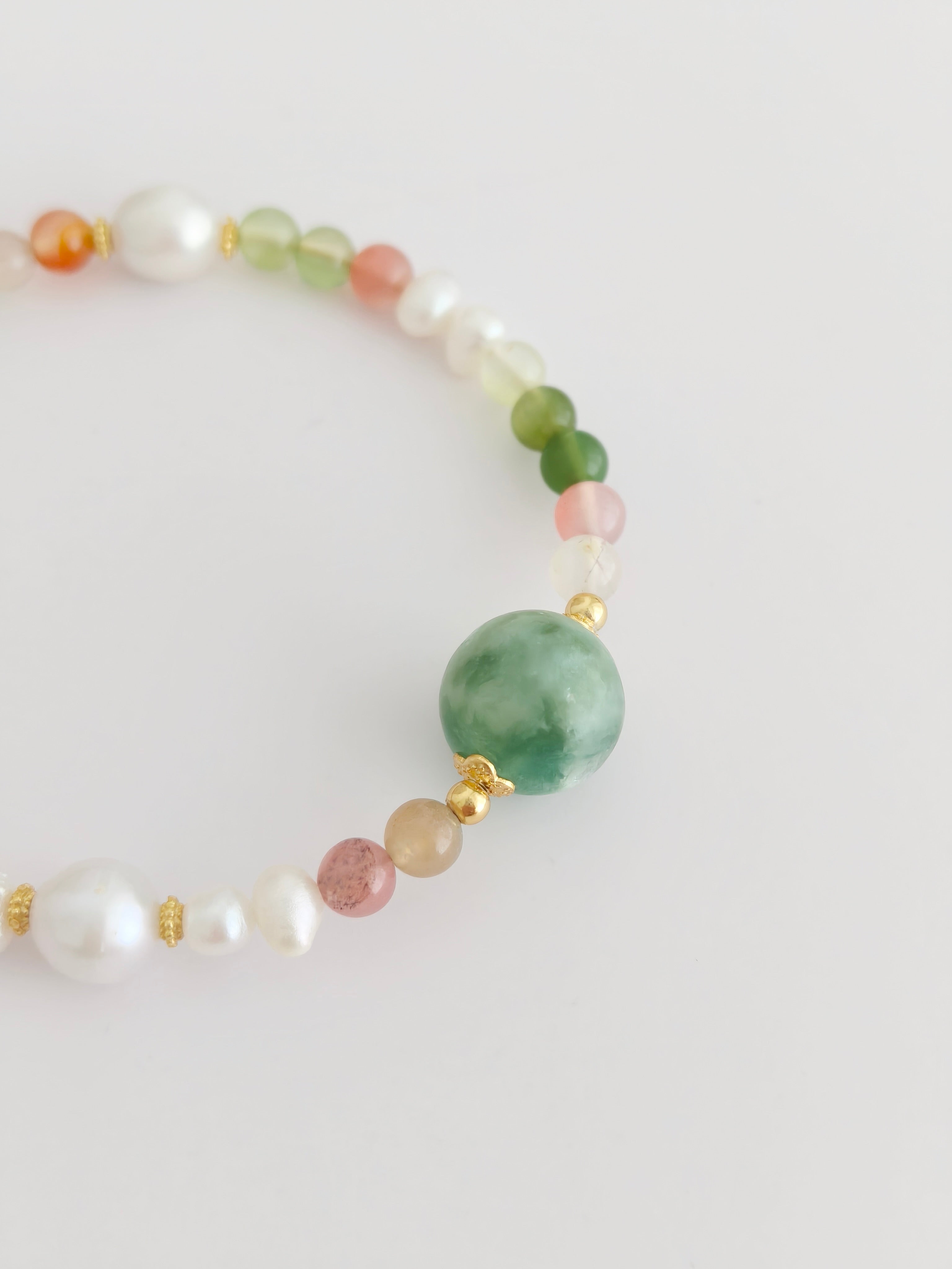 Spiritual Wellness — Pearl & Green Garnet Bracelet